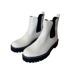 Sincerely Jules Hippie Leather White Black Combat Boots Size 9.5